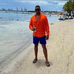 Orange linen dress shirt Ralph Lauren